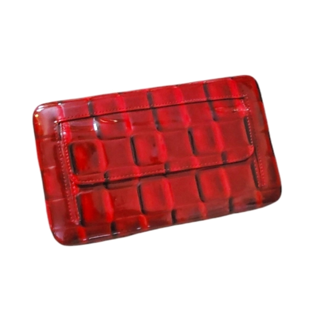 Red & Black Patten Leather Hard case wallet.